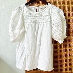 Loft White Eyelet Puff Sleeve Top